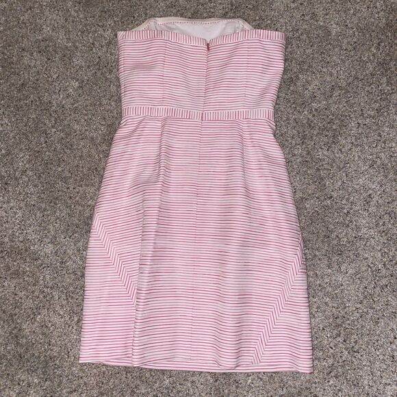 Vineyard Vines Flair Stripe Bow Strapless Dress size 2 Pink & White - Picture 4 of 9